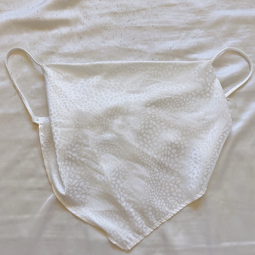 White Dainty Cropped Tank Top w Backless Tie